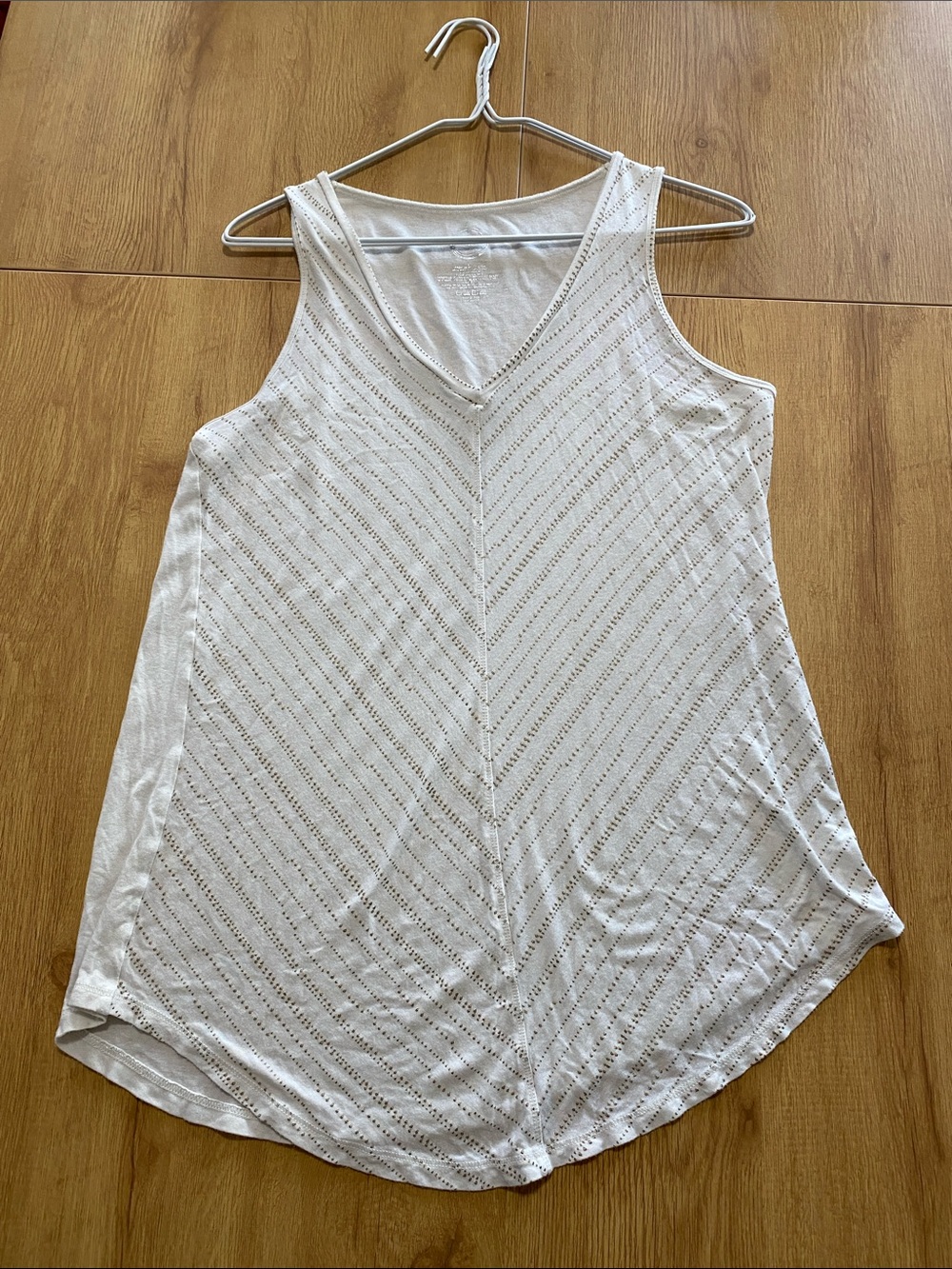 Maurices White V-Neck Eyelet Tank Top